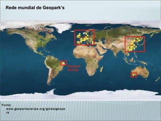 Rede mundial de Geopark’s Fonte: www.geoparkararipe.org/globalgeopark 