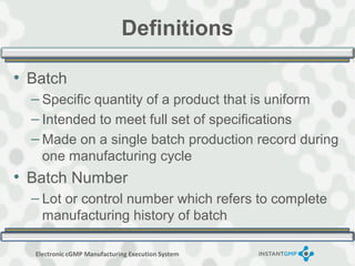 InstantGMP Compliance Series - Improving Batch Production Records | PPT
