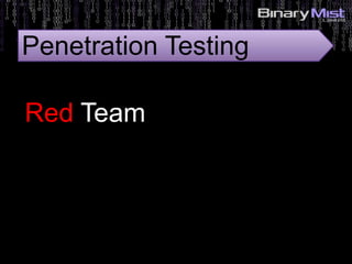 Red Team
Penetration Testing
 
