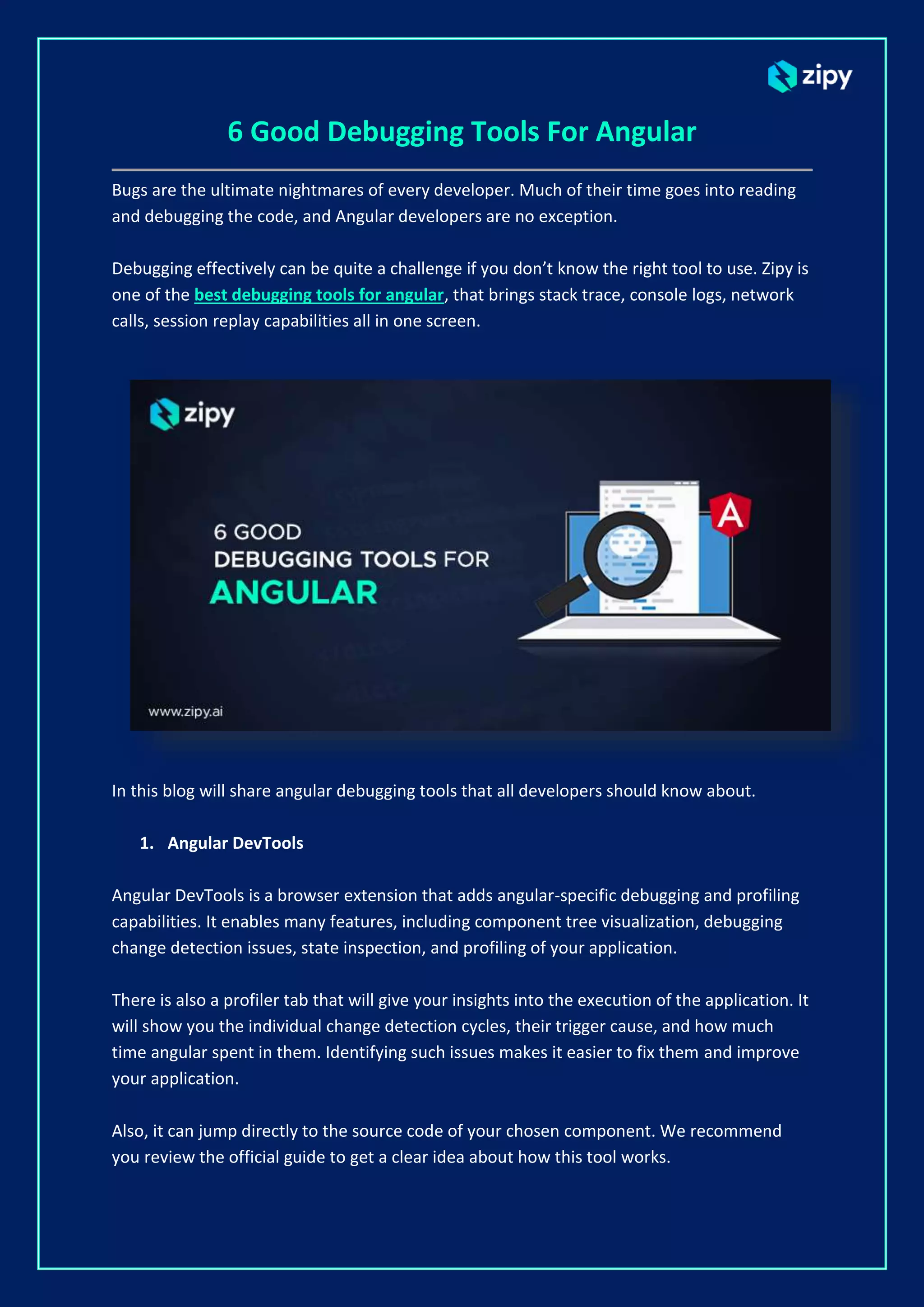 6 Top Debugging Tools for Angular Developers | PDF