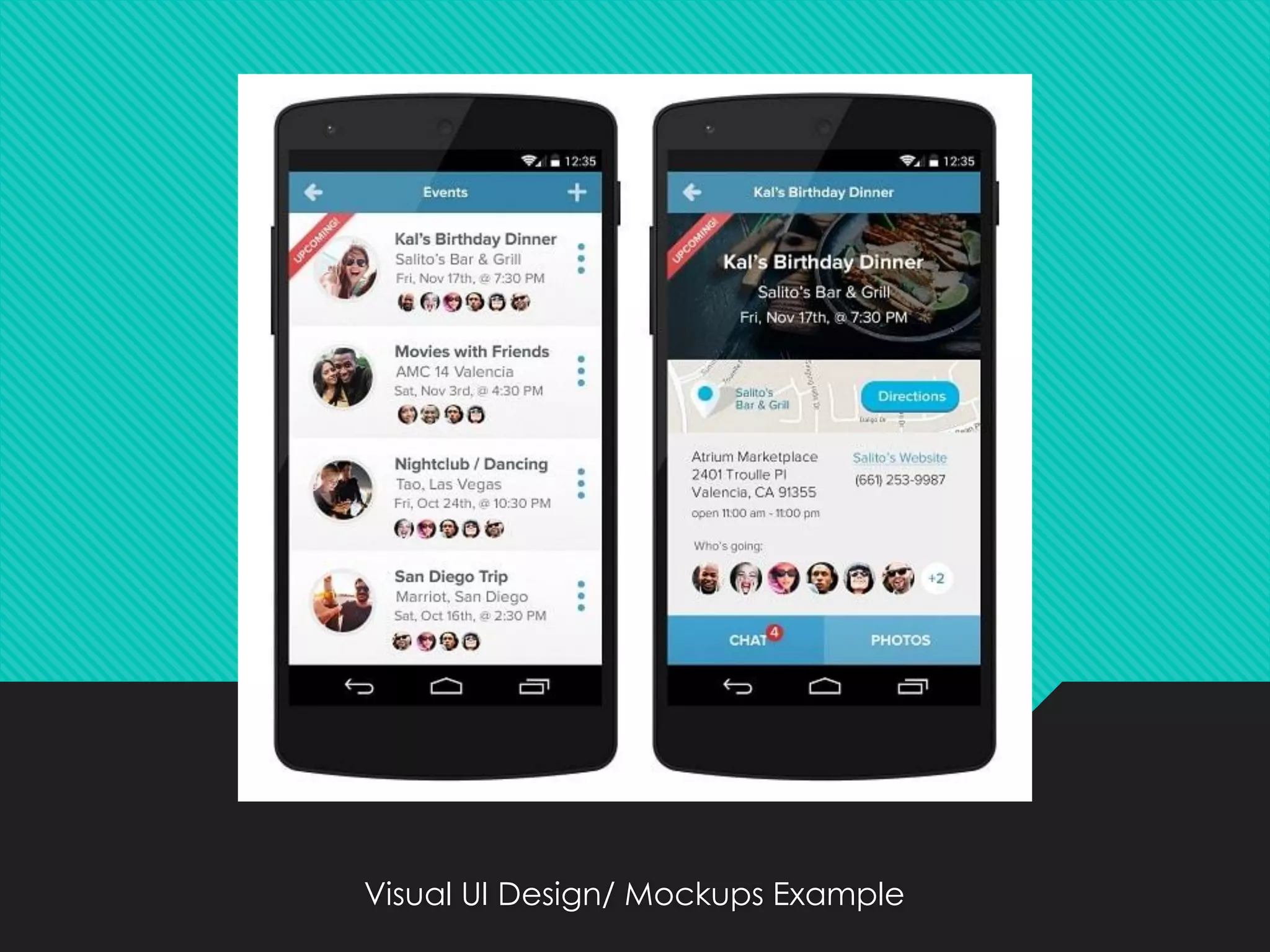 Visual UI Design/ Mockups Example
 