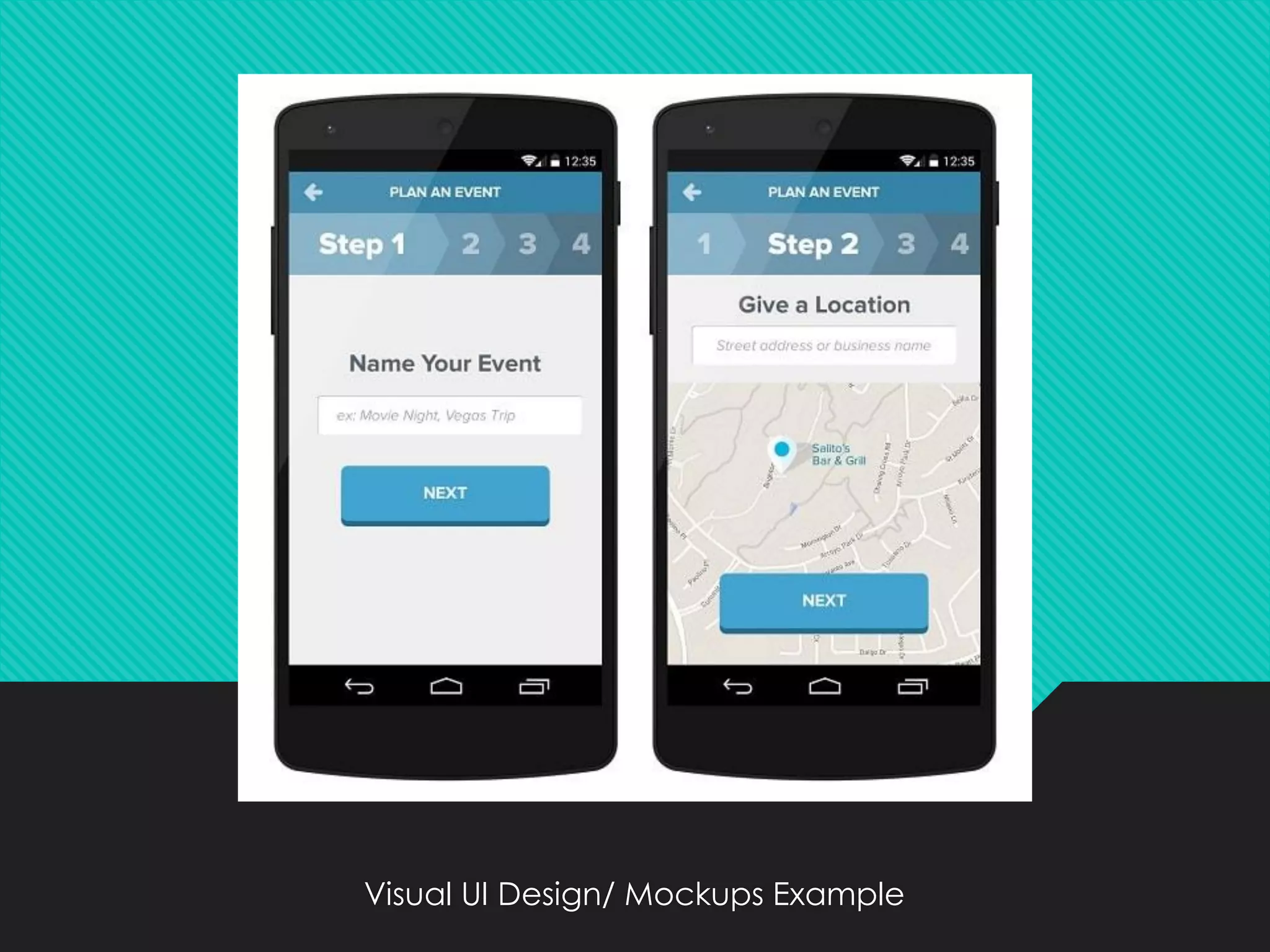 Visual UI Design/ Mockups Example
 