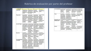 Rúbrica de evaluación por parte del profesor 
 