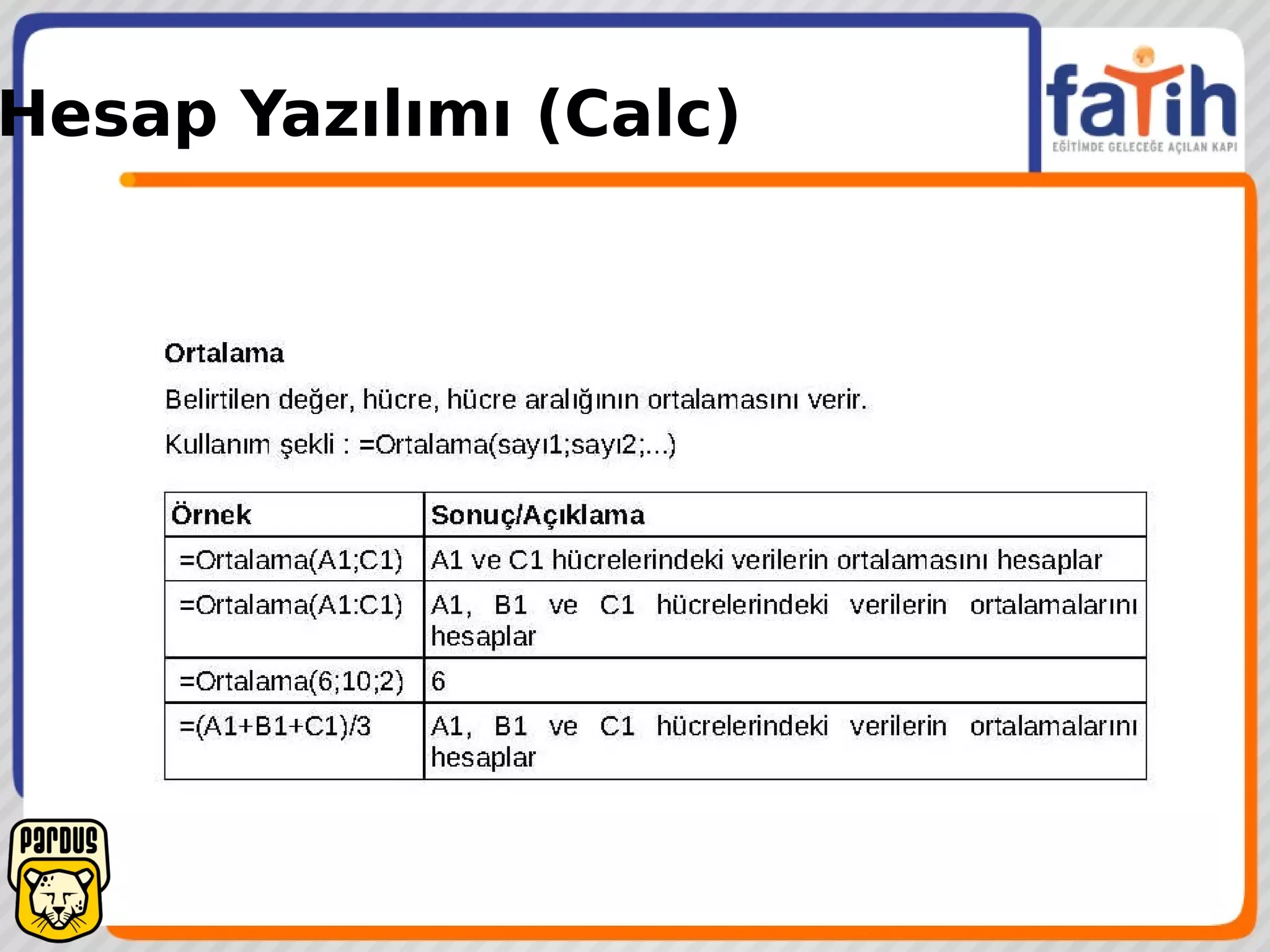 Hesap Yazılımı (Calc)
 