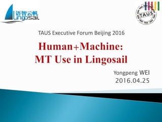 Yongpeng WEI
2016.04.25
TAUS Executive Forum Beijing 2016
 