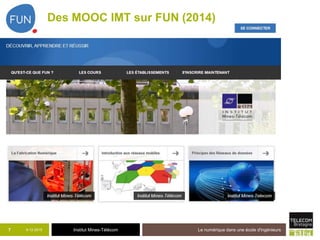 Institut Mines-Télécom
Des MOOC IMT sur FUN (2014)
9-12-2015 Le numérique dans une école d'ingénieurs7
 