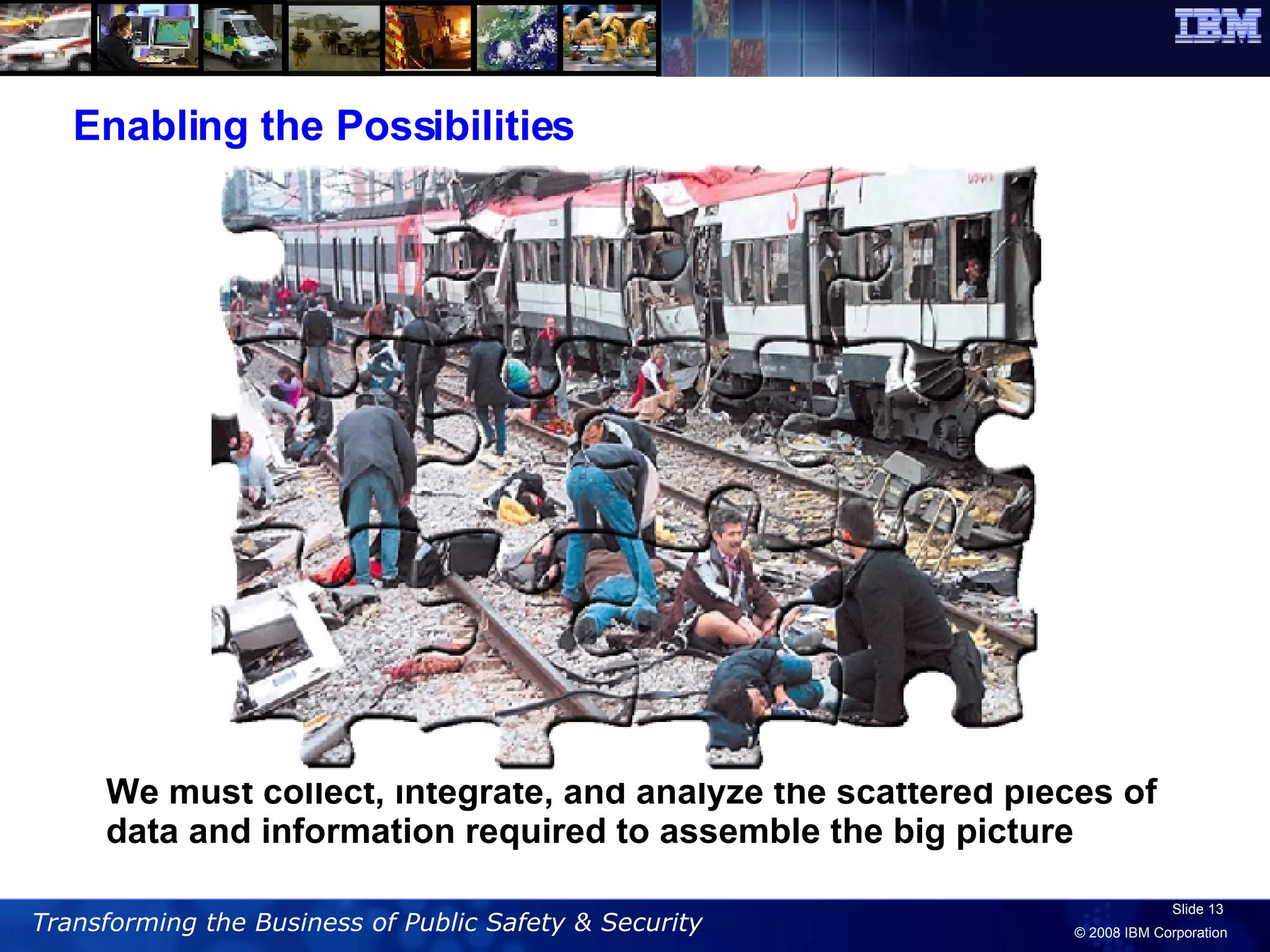 Enabling the Possibilities We must collect, integrate, and analyze the scattered pieces of data and information required to assemble the big picture 