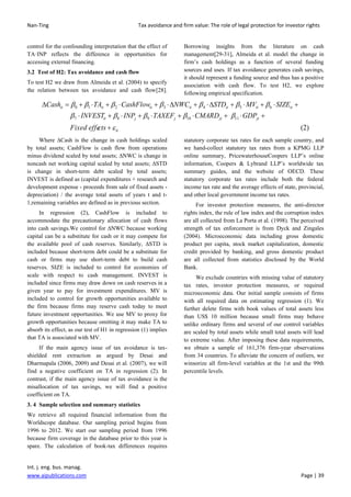 Tax avoidance and firm value: The role of legal protection for investor ...