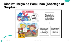 Disekwilibriyo sa Pamilihan (Shortage at
Surplus)
9/3/20XX Presentation Title 11
 