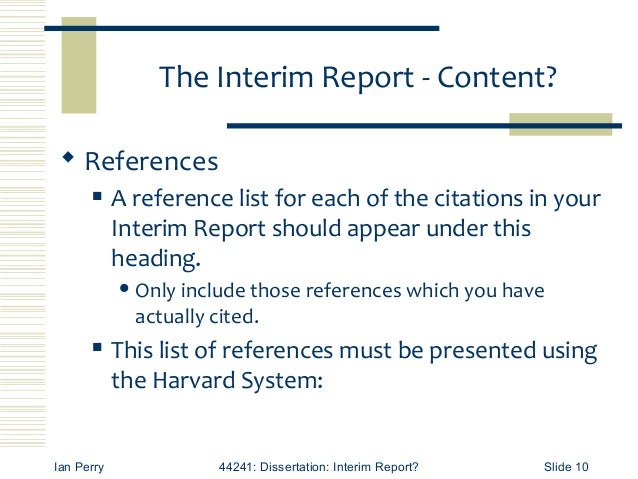 Dissertation interim presentation