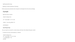 numpy split array python numpy split() function ... (6) Introduction-to-NumPy.in python ppt | PPT