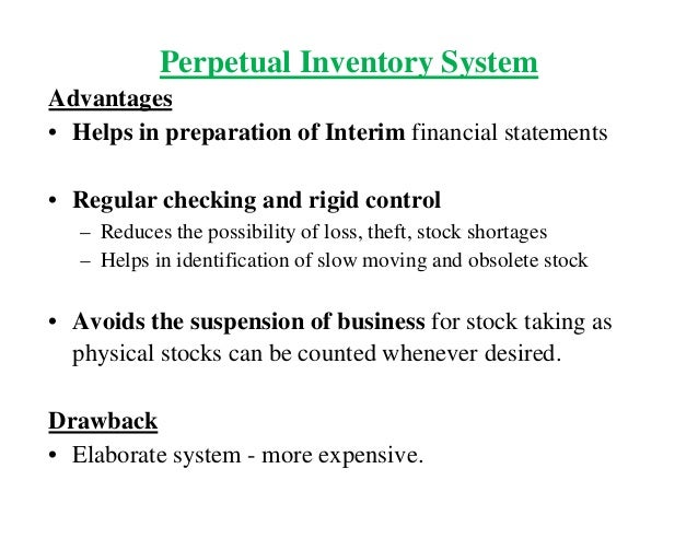 disadvantages of perpetual inventory perpetual inventory system example