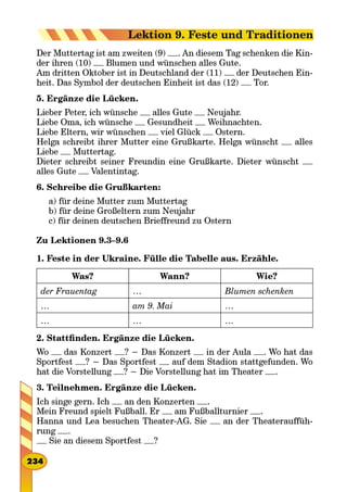 -
-
der Frauentag … Blumen schenken
… am 9. Mai …
… … …
-

Lektion 9. Feste und Traditionen
 