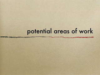 potential areas of work
 