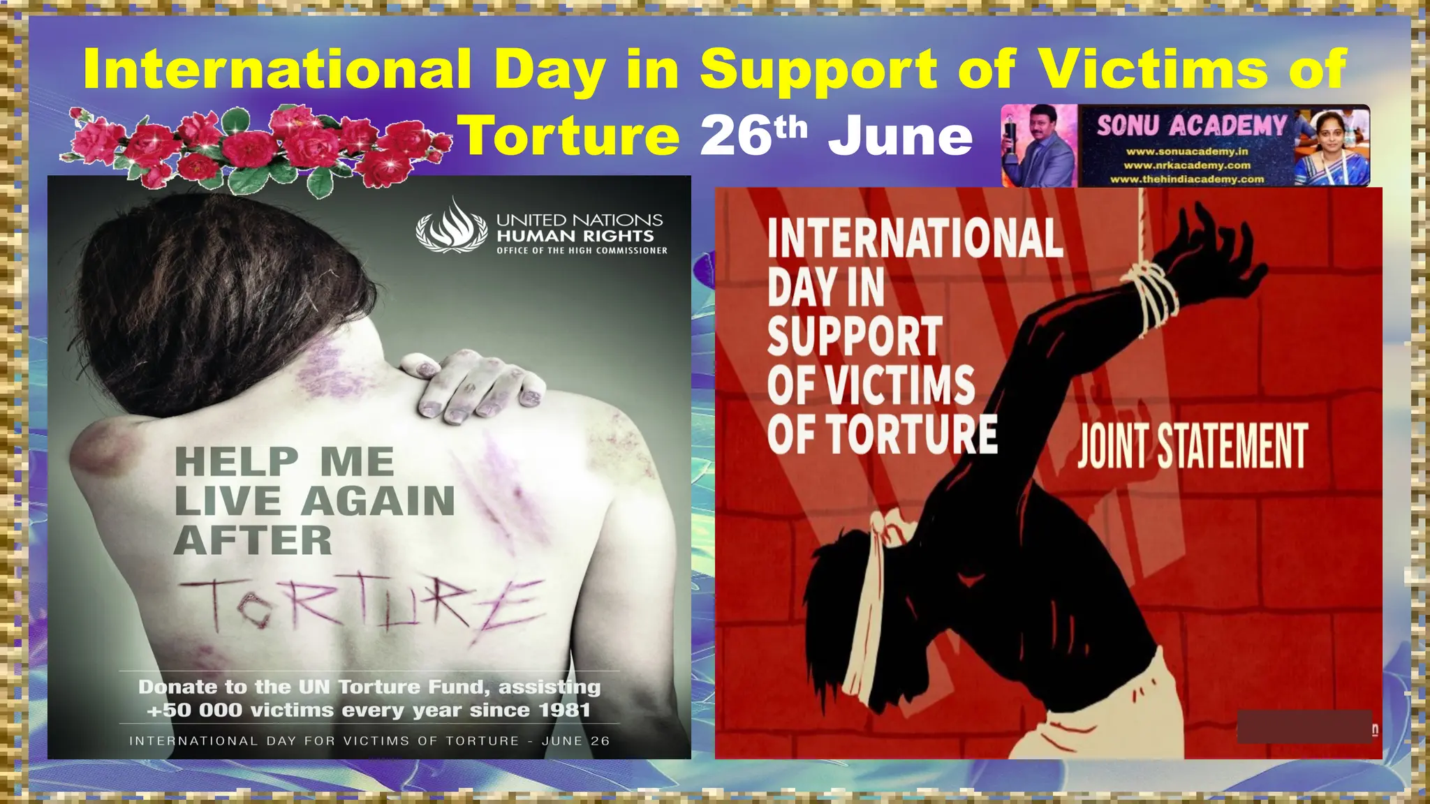 International Day in Support of Victims of
Torture 26th
June
 