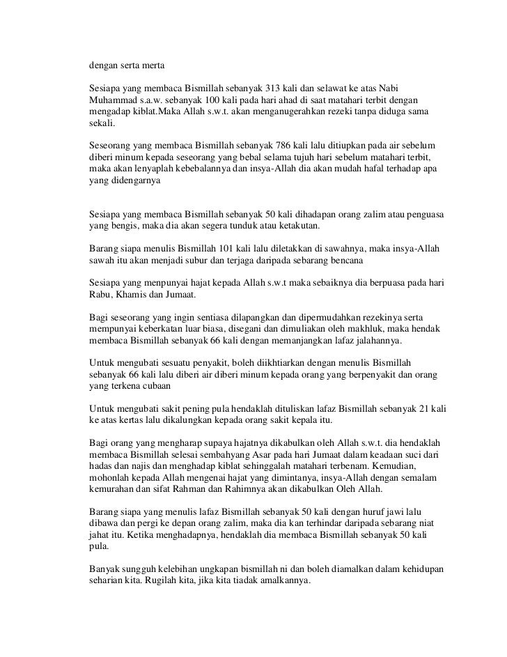 6 Kelebihan Bismillah