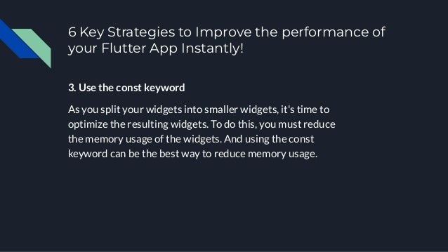 Tips For Optimizing Widget Performance 6 key strategies to improve the performance of your flutter app ...