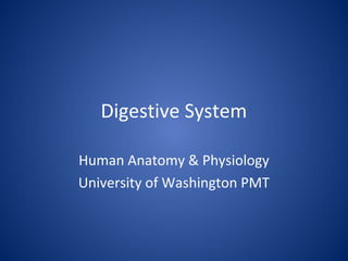 Digestive System
Human Anatomy & Physiology
University of Washington PMT
 