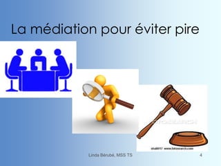 La médiation pour éviter pire
Linda Bérubé, MSS TS 4
 