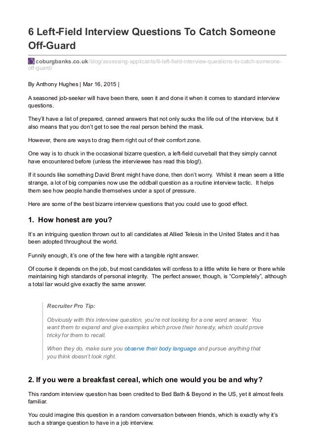 standard interview questions