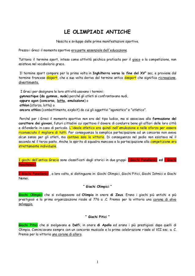 6 le olimpiadi antiche complete