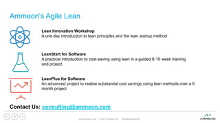 Ammeon’s Agile Lean
www.ammeon.com © 2017 Ammeon Ltd. All Rights Reserved.
30
Contact Us: consulting@ammeon.com
Lean Innov...