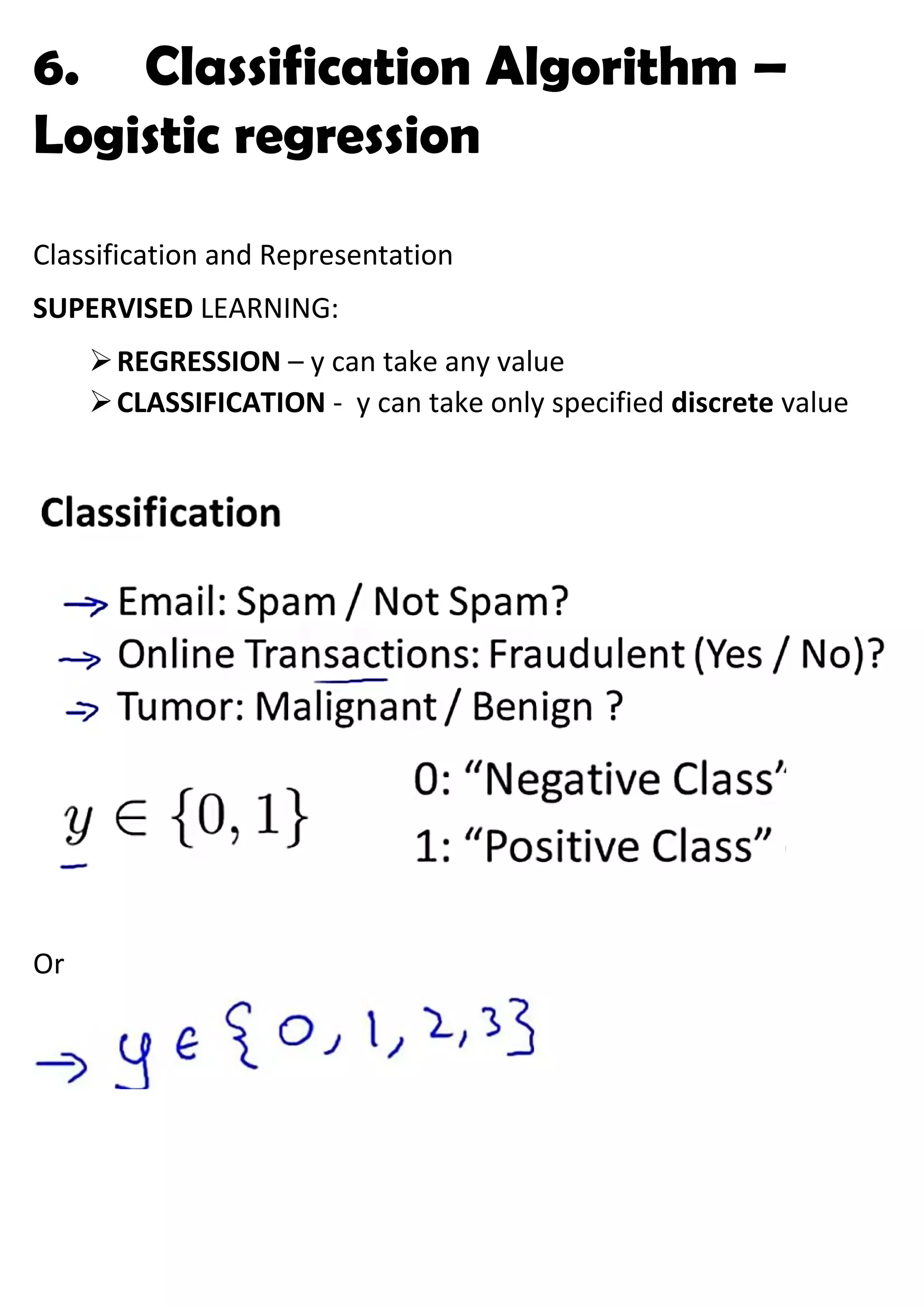 6 logistic regression classification algo | PDF