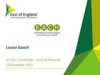 It’s Our Community – Bury St Edmunds
10 December 2013
Louise Gooch
 