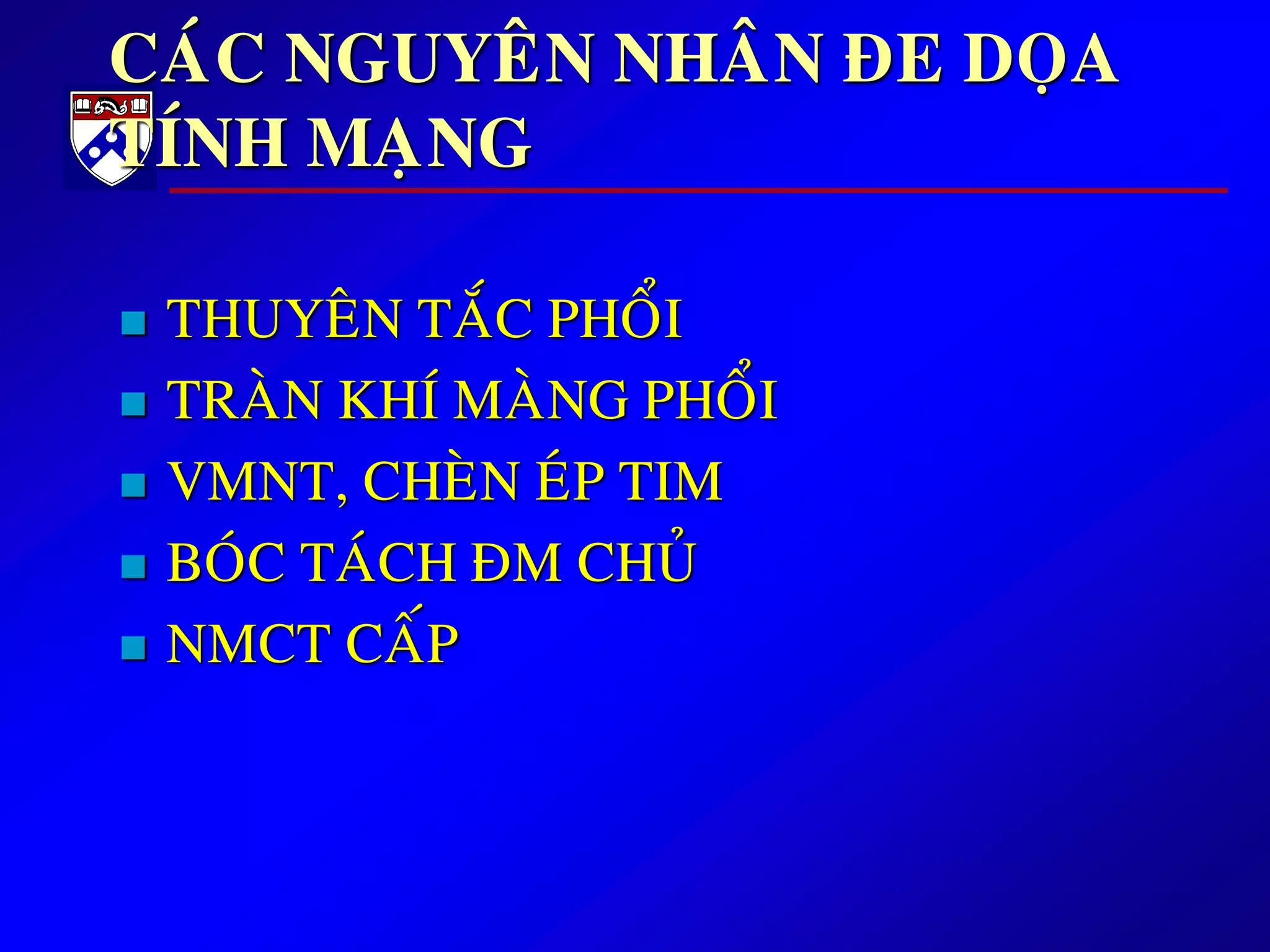 CAÙC NGUYEÂN NHAÂN ÑE DOÏA
TÍNH MAÏNG
 THUYEÂN TAÉC PHOÅI
 TRAØN KHÍ MAØNG PHOÅI
 VMNT, CHEØN EÙP TIM
 BOÙC TAÙCH ÑM CHUÛ
 NMCT CAÁP
 