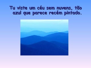 Tu viste um céu sem nuvens, tão azul que parece recém pintado. 