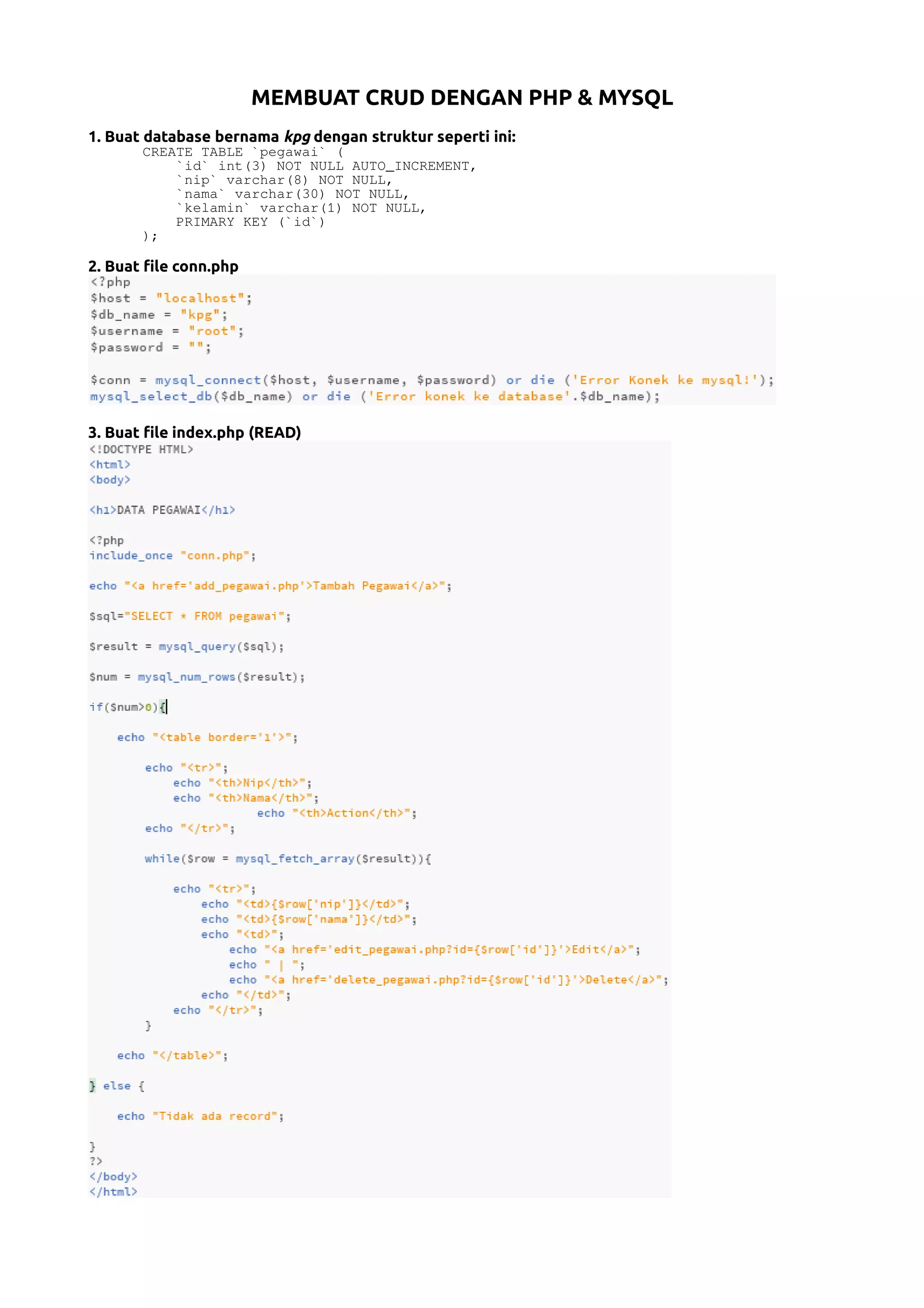 CRUD dengan PHP dan MySQL | PDF
