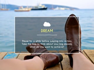 6 ACTIONS
Dream
Plan
Implement
Verify
Adjust
Keep moving forward
 