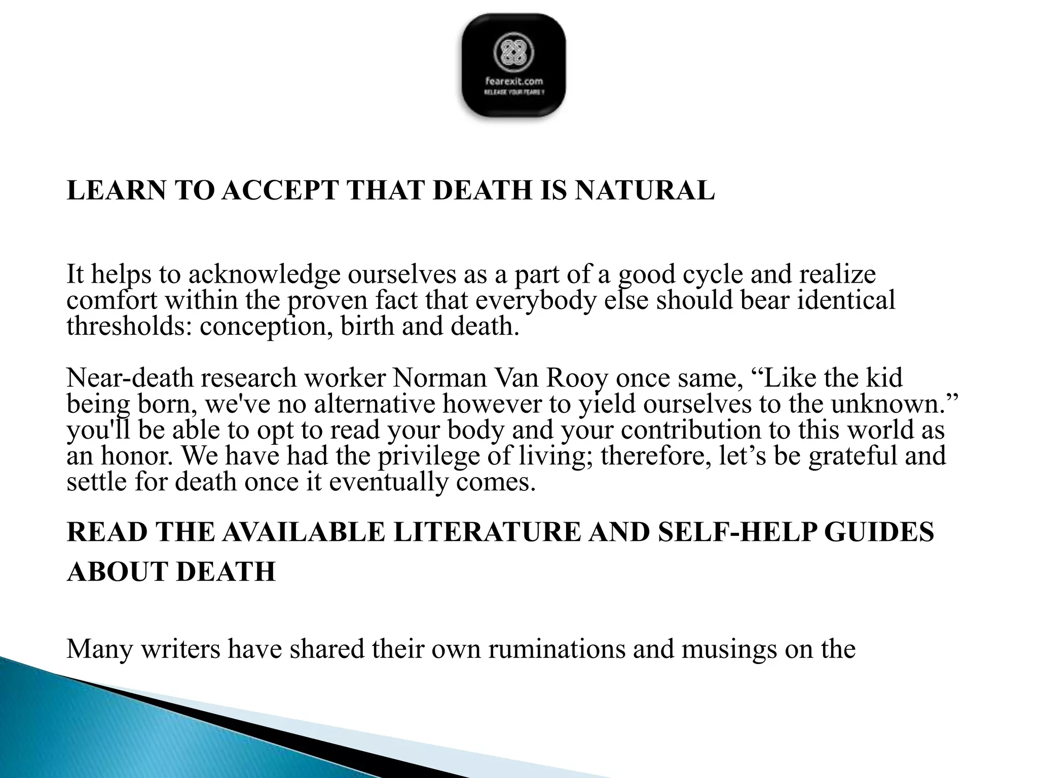 The Fear of Death | Thanatophobia | Fearexit | PPTX