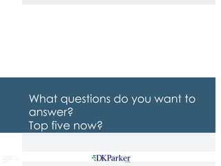 Copyright
DKParker, LLC
2015
What questions do you want to
answer?
Top five now?
 