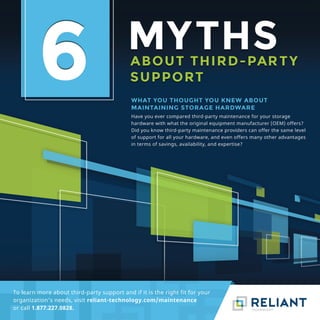 To learn more about third-party support and if it is the right fit for your
organization’s needs, visit reliant-technology.com/maintenance
or call 1.877.227.0828.
 