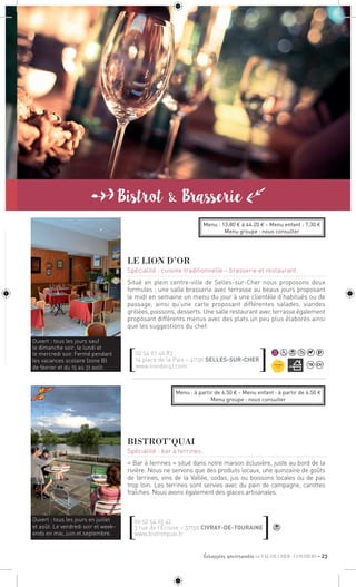 Échapées Gourmandes 2016 - Restaurants et producteurs en Vallée du Cher