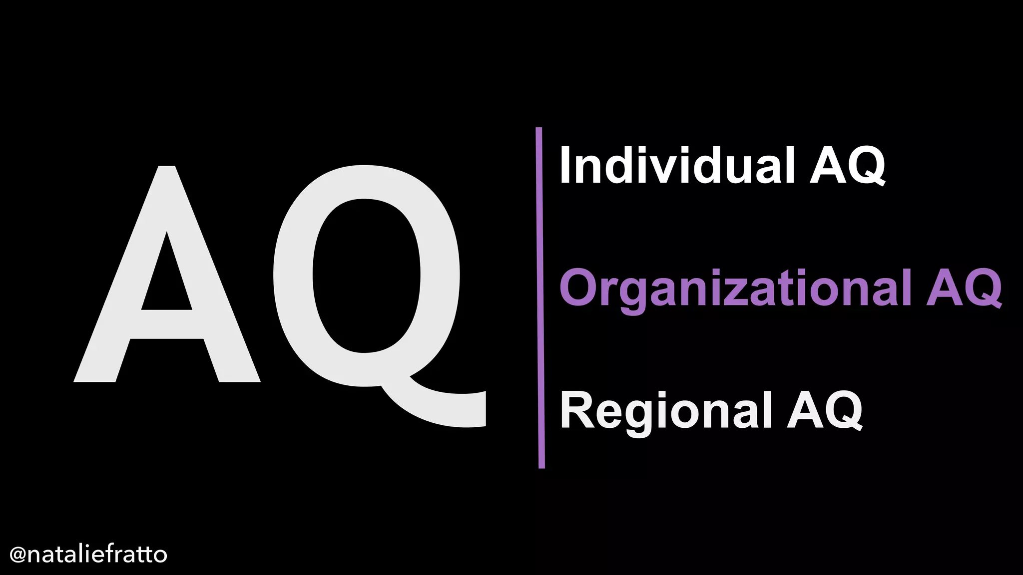Individual AQ
Organizational AQ
Regional AQ
AQ
@nataliefratto
 