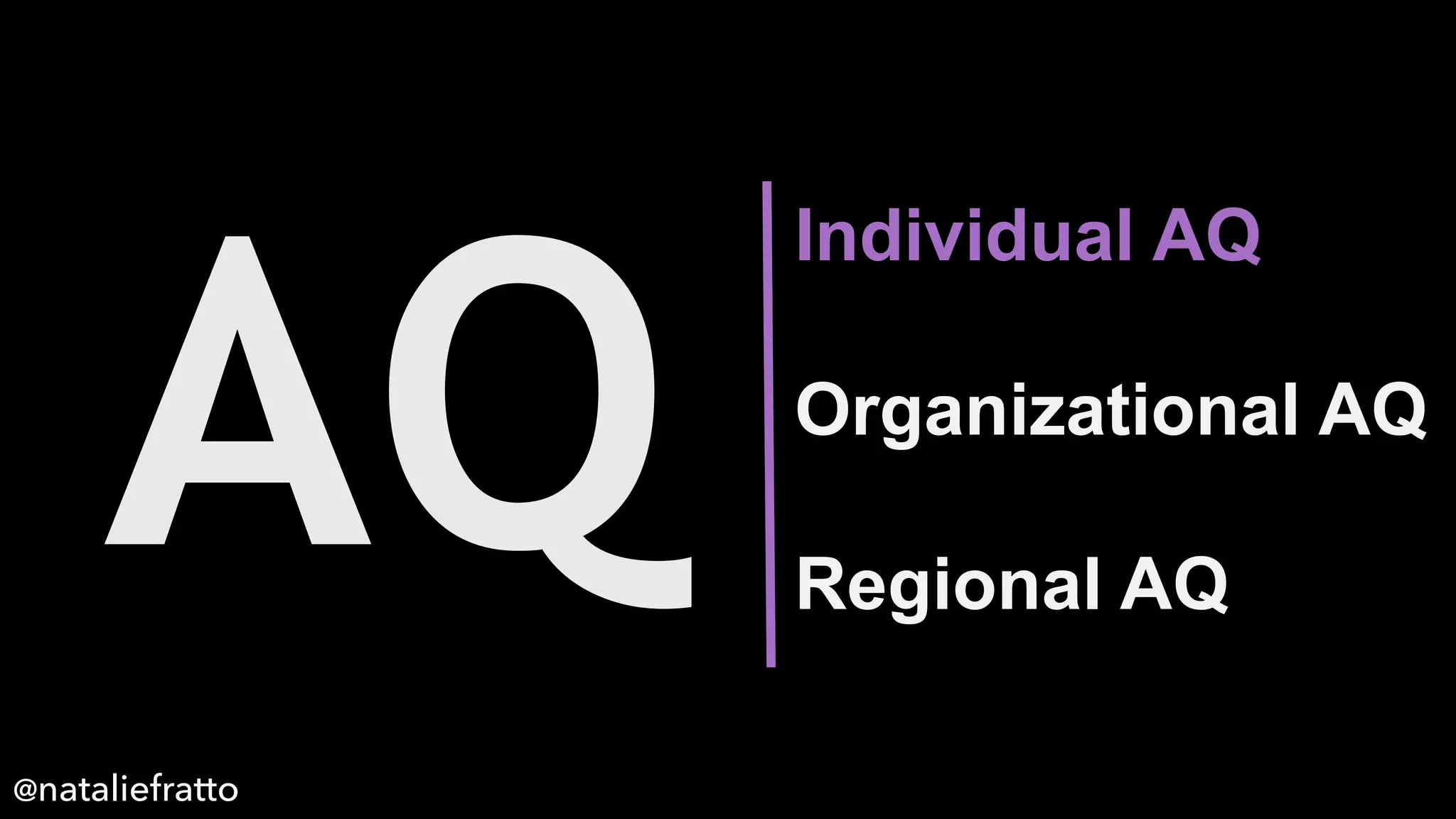Individual AQ
Organizational AQ
Regional AQ
AQ
@nataliefratto
 