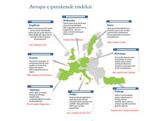 Mobil ticaret konusunda en güçlü
oyuncu olarak inavasyonda,
online satışlarıteşvik etmek için
dijital dergilerden sipariş verme
ve zengin içerikler kullanma
konusundaöncü.
Tüketici elektroniğisektöründe
çok kanallıperakendede
lider,mağazadan teslim alma ve
kargolamanın yanı sıra
mevcut ürünlereonline giriş
hakkısunuyor.
Moda perakendeciliğinde ikinci
konumda ,çapraz satış ve daha
pahalı ürünlereyönlendirme
konusundaönerileri,müşterilere
adım gösteriyor.
Ürün keşfi, sosyal ağlar ile
entegrasyon,özel ilgi alanı
grupları ve sınırlararası
dağılımıile tüketici
elektroniğisektörünün en
olgunu.
Ürün keşfi,kapsamlı arama
fonksiyonlarıve marka
benden,renk ve dizayn
özelliklerinifiltreleme
olanaklarısunmasıyla üstün
performansgösteriyor.
Sipariş takip ve sevkiyat
konusun da ikinciliğe
sahiptir.Moda
perakendeciliğinde ok kanallı
perakendede lider.
Moda perakendeciliğindeki en
güçlü oyuncudur.Küresel
anlamda İtalyan markalarıisim
sahibidir.Moda gelirlerinin
%50’siyurt dışından
gelmektedir.
Sadece e-perakendeden
kazanç sağlayan oyuncu
firmalarsektöre
hakimdir.Sipariş takip ve
sevkiyat kapasitesiaçısından
güçlü bir pazardır.
Asos, Topshop, Tesco
Coolbue, Dixons, Mycom
Nelly, Stadium, Lindex
FNAC, Pixmaria, Price Minister
Otto, Nockermann, Zalando
El Corte Inglés, Mango, Zara
Gucci, Emporio Armani, Ybox
Hepsiburada, Trendyol, Markafoni
 