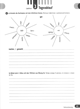 .:-: ж%%#.
@ "л
5сБге|Б 6!е Раг1|т|р|еп п!1 ёеп !п!!п!1!уеп 1те:ацз. 8ипиц:и !нф!н!тиви з д!сприкг*етника}у{и.
п"9-9||_9п --- в9п99ьг"
Б) Б!!ёе1 |е1:1 5 5ё|:е п!1 ёеп 1#(!г1егп ашз 06шп9 4а. |епер склади 5 ренень з! словами з впРа-
ви 4а.
{[)п[шп6м!ег:!9
 