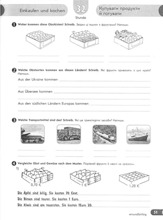 Ё#Ё]Бё.Ё
ф ш'ь., |<оппеп ё!езе @Бз1[1з|еп! 5с[ге!Б. 3в!дки ц| ящики з фруктал;и? Ёапигши.
@ мг":.ье @Бз1зог|еп &оппеп ацз 6!езеп !-ёп6егп! 5сБге]Б. 9к! фрукти пРивозять з цих кра|н?
Ёапиьди,
Ацз ёег [-.![<га!пе [огпгпеп
Ацз [,!Бегзее когпгпеп
Ацз 6еп зЁё!!сБеп !-Ёп6егп Бшгораз [огпгпеп
0 мг":.ь" 1гапзрог1гп1|1е! з!п6 6аз| 5с1тге1Б. 9к! це транспортн! засо6и? Ёапигди.
@ тег9!е!с|те ФБз1 цп6 6еп[|зе пас}: 6еп }'{цз1ег. !-1ор!вняй фРукти й овоч| за зРёзко^^.
8!гп"еп я[п/ !е.ц;е1 ${е_ &ор[еп 1 Ёцго.
Р!е
0!е
0!е
1)
е!пшпё{йп{а!9 ж
 