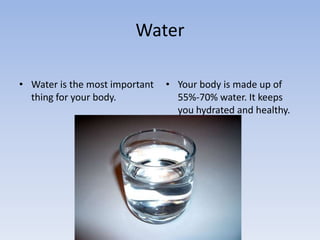 Protein	Builds MusclesYour body needs protein to build muscles and maintain them.Where there foundYou can find proteins in meats, nuts, fish, eggs, and beans.
