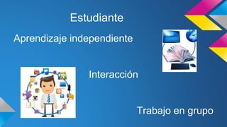 Estudiante
Aprendizaje independiente
Interacción
Trabajo en grupo
 
