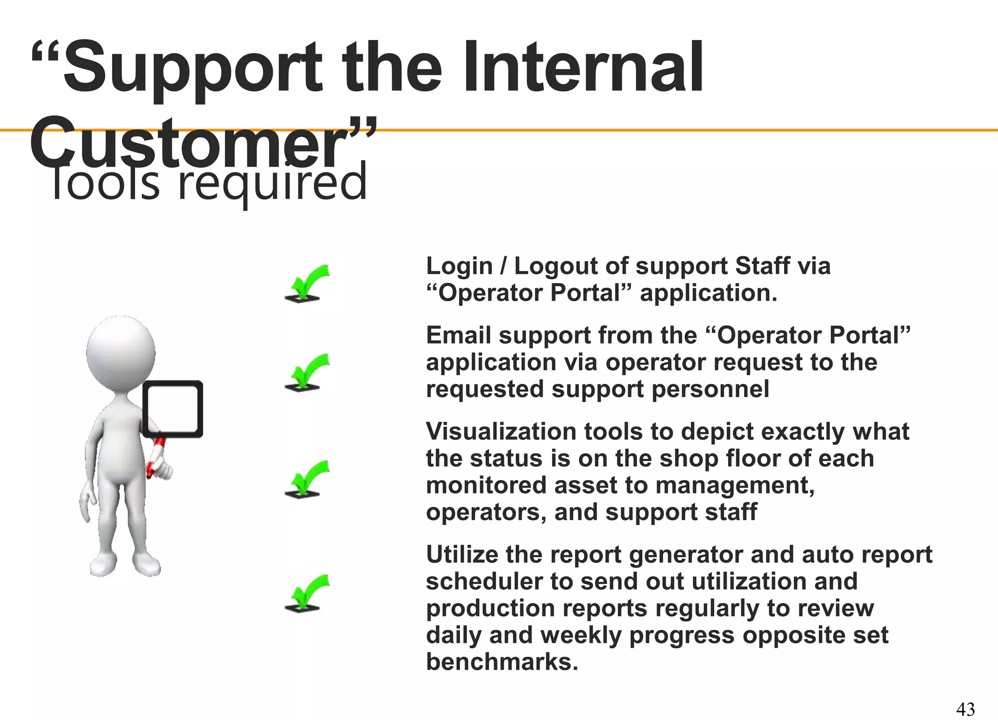 “Support the Internal
Customer”
Tools required
OEE OVERVIEW

43

 