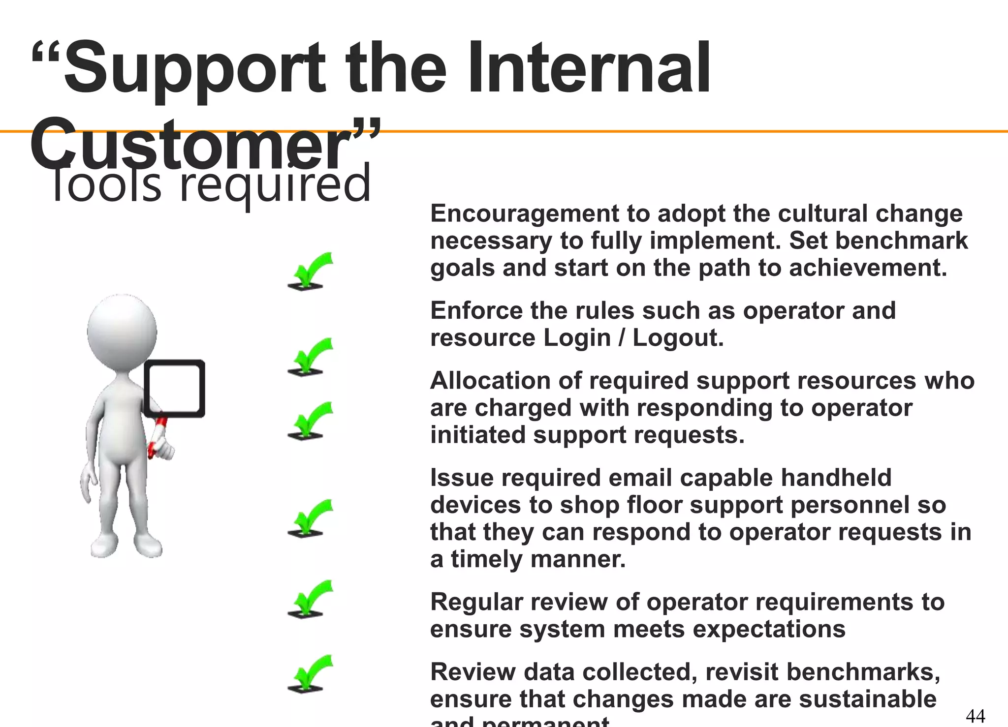 “Support the Internal
Customer”
Tools required
OEE OVERVIEW

44

 