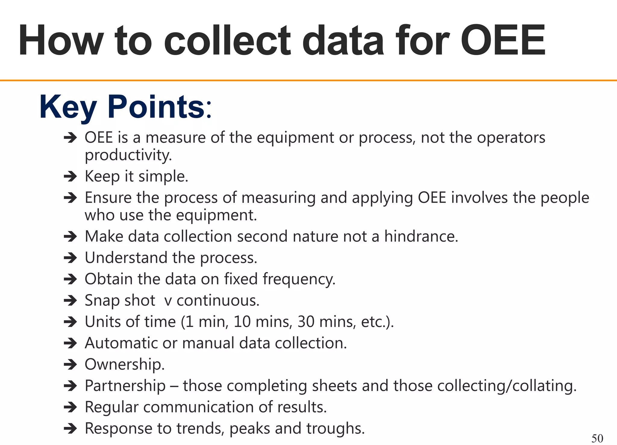 How to collect data for OEE
OEE OVERVIEW

Key Points:

50

 