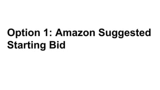 Option 1: Amazon Suggested
Starting Bid
 