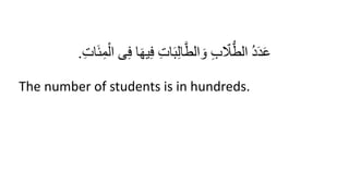 ِ‫ف‬ ‫ا‬َ‫ه‬‫ي‬ِ‫ف‬ ِ‫ت‬‫ا‬َ‫ب‬ِ‫ل‬‫ا‬َّ‫الط‬ َ‫و‬ ِ‫ب‬‫َل‬ُّ‫الط‬ ُ‫د‬َ‫د‬َ‫ع‬
ِ‫ت‬‫ا‬ََِ‫م‬ْ‫ال‬ ‫ى‬
.
The number of students is in hundreds.
 