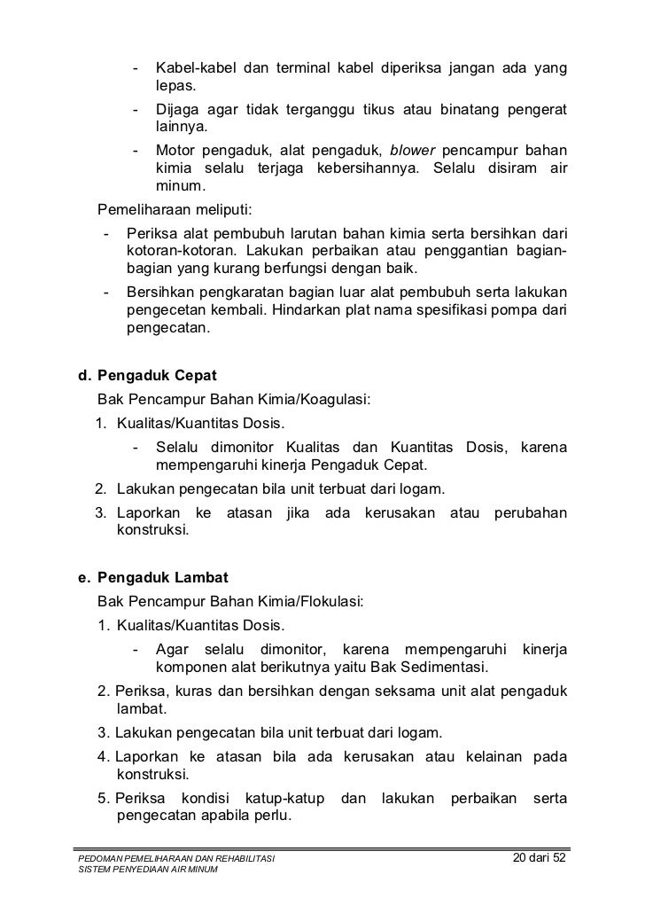 Pedoman Pemeliharaan dan Rehabilitasi Sistem Penyediaan 