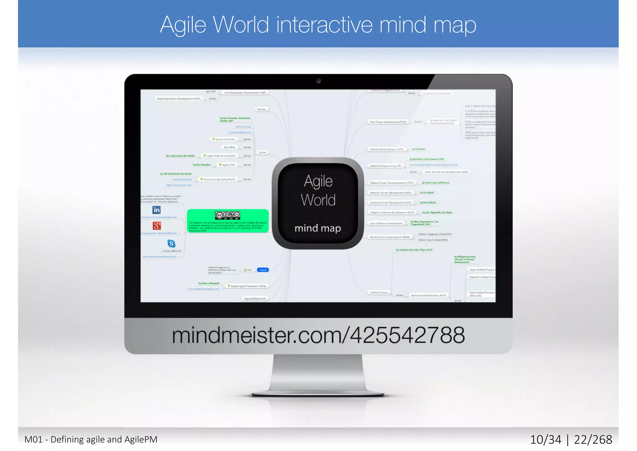  Approaches typically call for a significant
amount of formality and detail
 Big Design Up Front (BDUF)
 Requirements are captured in a formal set
of documents which follow standardized
templates
 This may be preceded by a number of
detailed requirements related documents,
built with increasing levels of detail,
including a high level vision and low level
functional requirements documents
 Relevant stakeholders must generally
formally approve each of these documents
before work begins
Sequential /
cascade / waterfall
M01 - Defining agile and AgilePM 11/27 | 22/270
 